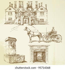 victorian england - hand drawn set