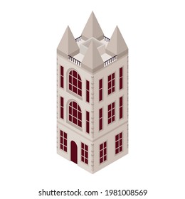 Victorian Era Architecture Icon With Beautiful Isometric Building 3d Vector Illustration