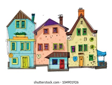 Victorian facades - cartoon