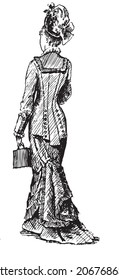 Victorian Fashion Plates, Illustrations of Victorian Women Wearing Traditional Outfit, Corse and Dress Fashion History