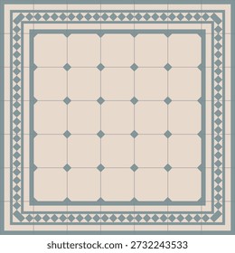 Victorian floor tiles with border seamless