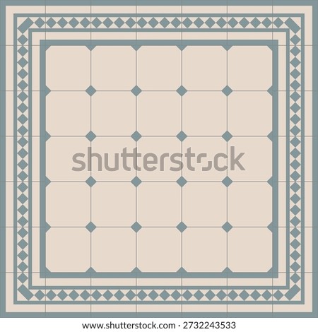 Victorian floor tiles with border seamless