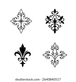 Victorian floral graphic element vector line art bundle