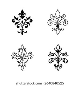 Victorian floral graphic element vector line art bundle