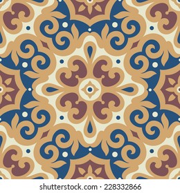 Victorian floral ornament, seamless pattern, tile design, vector illustration