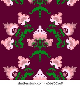 Victorian floral pattern. The wallpaper in the Baroque style.