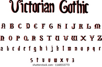 Victorian Font - Elegant Typewriter Font with Red Shadow