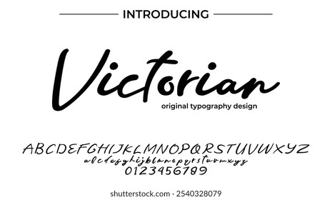 Victorian Font Stylish brush painted an uppercase vector letters, alphabet, typeface