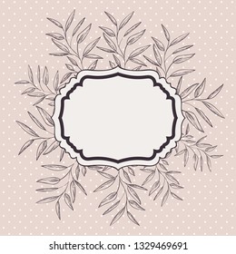 victorian frame with branch and leaf drawn