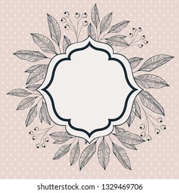 victorian frame with branch and leaf drawn