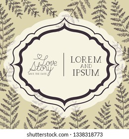 victorian frame with branch and leaf drawn