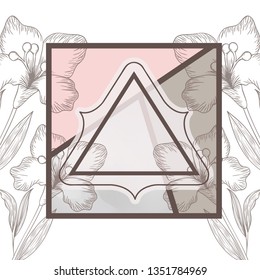 victorian with frame and flowers isolated icon