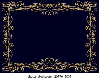 Victorian frame. Vintage decorative frame with curls. Elegant ornament. Art deco frame. Design a template for invitations, leaflets and greeting cards. Style of the 1920s - 1930s. Vector illustration