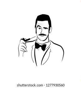 Victorian Gentleman Top Hat Logo Icon - Vector