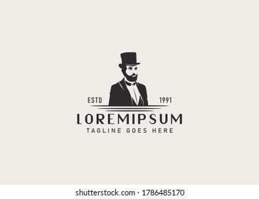 Victorian Gentleman Top Hat logo design inspiration