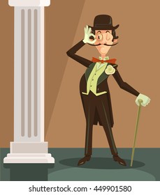 Victorian gentleman. Vector flat cartoon character illustration