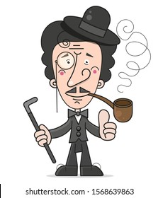 Victorian Gentlemen Fashion In Cartoon Style. Vintage Clothing Vintage Men Fashion Accessories. Vector Suitable For Greeting Card, Poster Or T-shirt Printing.