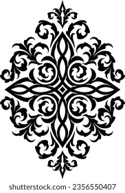 Victorian Gothic Cross with ornamental elements. Tattoo, design and decor element silhouette type. Highly detailed and accurate lines for print or engraving