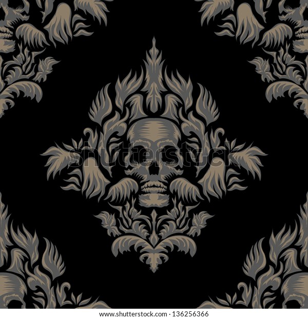 Victorian Gothic Damask Pattern Stock Vector (Royalty Free) 136256366 ...