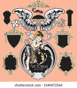 Victorian graphic design elements vector illustration