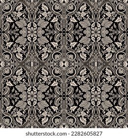 Victorian lace seamless pattern. Abstract traditional folk old ancient antique tribal ethnic intricate graphic line. Ornate elegant luxury vintage retro modern minimal style for texture textile fabric