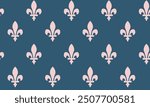 Victorian Lily Seamless pattern. Classic floral ornament, french flower decor on blue background