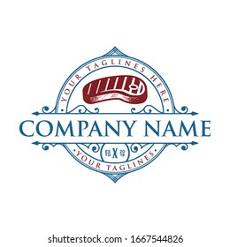 emblema victoriano vectorial de carne a la parrilla