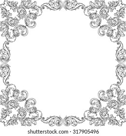 Victorian luxury art frame is on white