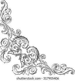 Victorian luxury pattern corner is on white