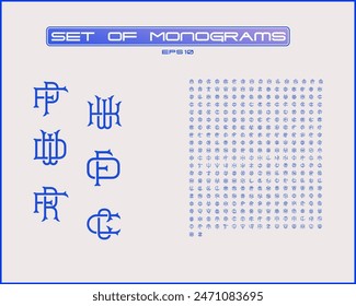 Victorian monograms vector illustration. Set of monogram design.
