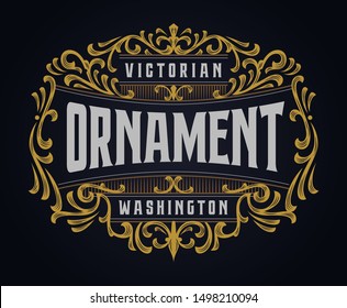 Victorian Ornament Badge Hipster Design Template