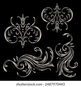 victorian ornament and element vector