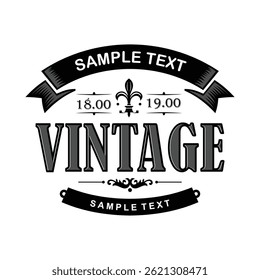 Victorian ornament logo template with ribbons and some retro elements on it