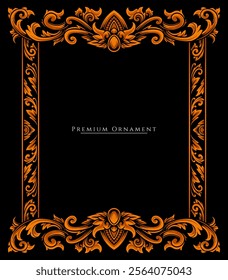 Victorian ornament square frame in black background