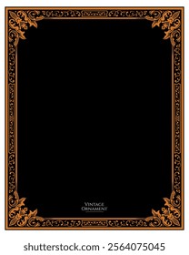 Victorian ornament square frame in black background