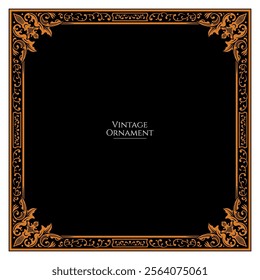 Victorian ornament square frame in black background