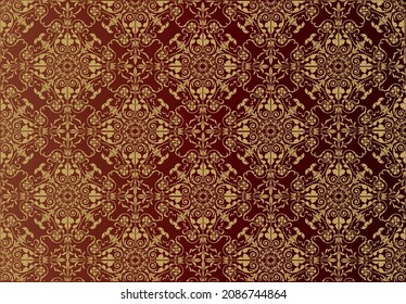 Victorian Pattern. Baroque elegant background, beige and dark red colors.