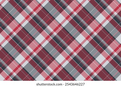 Tartan de tecido padrão vitoriano, xadrez têxtil feminino. Incrível vetor de textura de fundo sem emenda na paleta de cores vermelho e pastel.