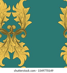 Victorian pattern for print design. Floral ornament decoration. Textile print design. Seamless vector background. Vector yellow floral background. Seamless victorian pattern
