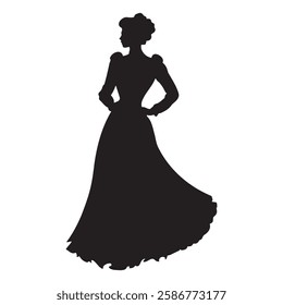 Victorian princess silhouette vector illustration