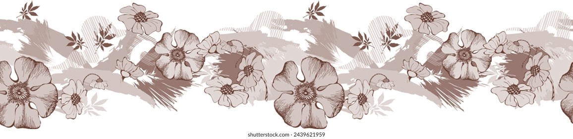 Victorian seamless floral border. Suitable for fabric, wrapping paper and the like