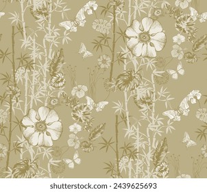 Victorian seamless floral pattern. Suitable for fabric, wrapping paper and the like
