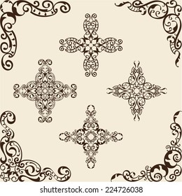 Victorian set of corner elements on beige