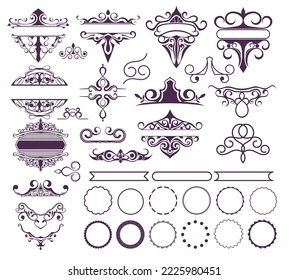 Victorian Style Decorative Circle Border Frame, Vintage Divider Element.