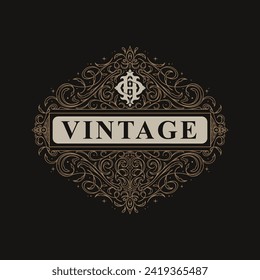 Victorian style monogram with initial AO or OA. Badge logo design. can be applied on stationery, invitations, signage, packaging, or even as a branding element and etc