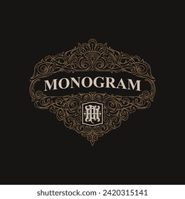 Victorian style monogram with initial AP or PA. Badge logo design. can be applied on stationery, invitations, signage, packaging, or even as a branding element and etc