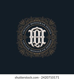 Monogramm im viktorianischen Stil mit anfänglichem AQ oder QA. Logo-Design ablegen. auf Schreibwaren, Einladungen, Beschilderungen, Verpackungen oder sogar als Branding-Element usw. angewendet werden können