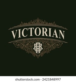Victorian style monogram with initial AR or RA. Badge logo design. can be applied on stationery, invitations, signage, packaging, or even as a branding element and etc