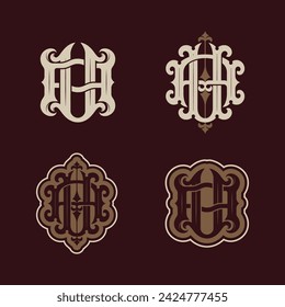 Victorian style monogram with initial AU or UA. can be applied on stationery, invitations, signage, packaging, or even as a branding element and etc