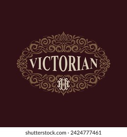 Victorian style monogram with initial AU or UA. Badge logo design. can be applied on stationery, invitations, signage, packaging, or even as a branding element and etc